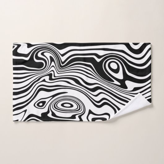 Abstracte zwarte en witte lijnen -  bad handdoek (Handdoek)