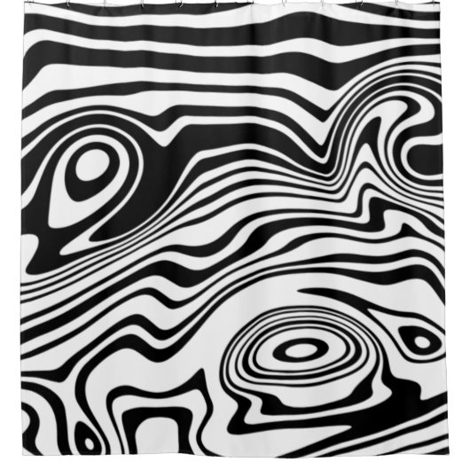 Abstracte zwarte en witte lijnen -  douchegordijn (Voorkant)