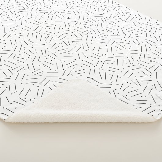 Abstracte zwarte en witte lijnen en Stippen Patroo Sherpa Deken (3/4)