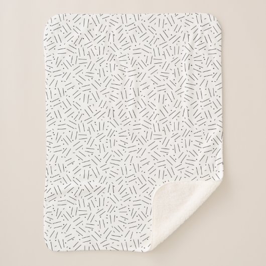 Abstracte zwarte en witte lijnen en Stippen Patroo Sherpa Deken (Voorkant)