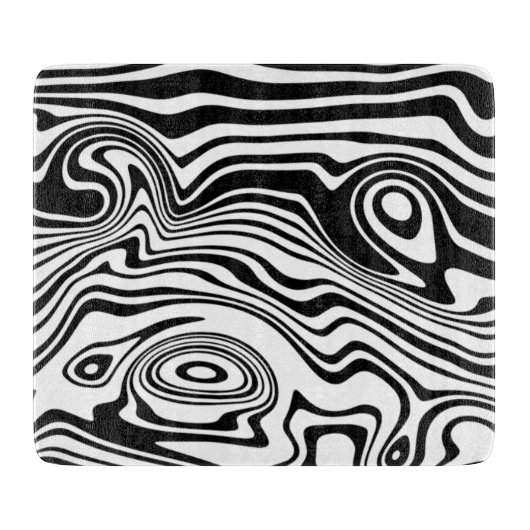 Abstracte zwarte en witte lijnen -  snijplank (Voorkant)