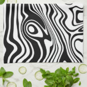 Abstracte zwarte en witte lijnen -  theedoek (Gevouwen)