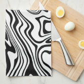 Abstracte zwarte en witte lijnen -  theedoek (Quarter Fold)