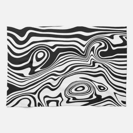 Abstracte zwarte en witte lijnen -  theedoek (Horizontaal)