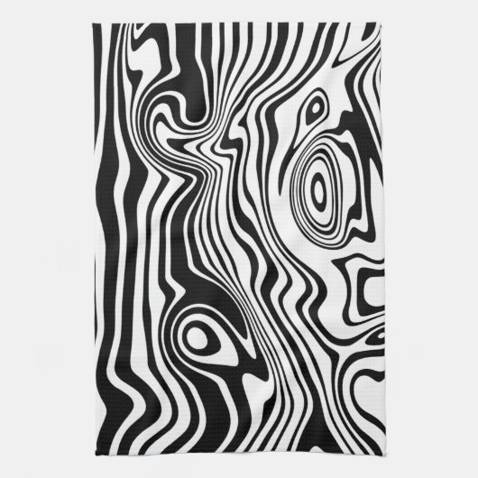 Abstracte zwarte en witte lijnen -  theedoek (Verticaal)