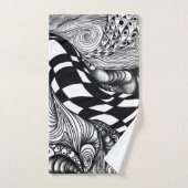 Abstracte zwarte en witte lijnhoek bad handdoek (Handdoek)