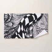 Abstracte zwarte en witte lijnhoek bad handdoek (Handdoek)
