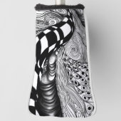 Abstracte zwarte en witte lijnhoek golfheadcover (Draai 90)