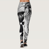 Abstracte zwarte en witte lijnhoek leggings (Achterkant)