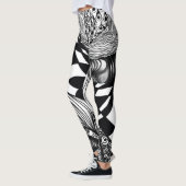 Abstracte zwarte en witte lijnhoek leggings (Links)