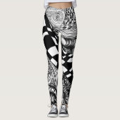 Abstracte zwarte en witte lijnhoek leggings (Voorkant)