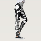 Abstracte zwarte en witte lijnhoek leggings (Rechts)
