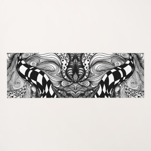 Abstracte zwarte en witte lijnhoek yogamat (Achterkant (horizontaal))