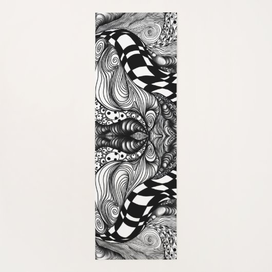 Abstracte zwarte en witte lijnhoek yogamat (Achterkant)
