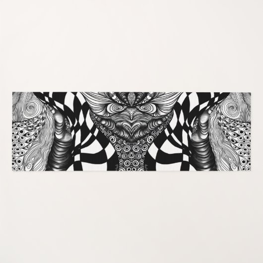 Abstracte zwarte en witte lijnhoek yogamat (Voorkant (horizontaal))
