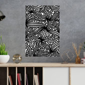 Abstracte zwarte en witte organische lijnkunstdood poster