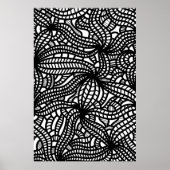 Abstracte zwarte en witte organische lijnkunstdood poster (Voorkant)