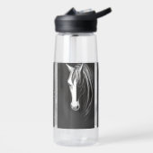 Abstracte zwarte en witte paarden waterfles (Links)