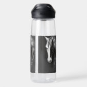 Abstracte zwarte en witte paarden waterfles (Achterkant)