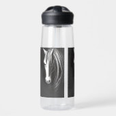 Abstracte zwarte en witte paarden waterfles (Voorkant)