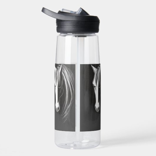 Abstracte zwarte en witte paarden waterfles (Rechts)