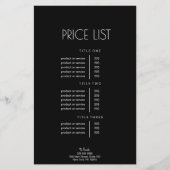 Abstracte zwarte en witte prijslijst flyer (Voorkant)