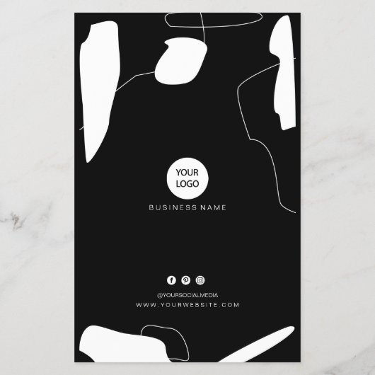 Abstracte zwarte en witte prijslijst flyer (Achterkant)