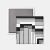 Abstracte zwarte en witte rechthoeken magneet (Voorkant / Achterkant)