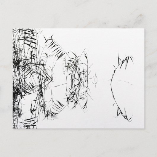 Abstracte Zwarte en Witte Rietwatereflecties Briefkaart (Voorkant)