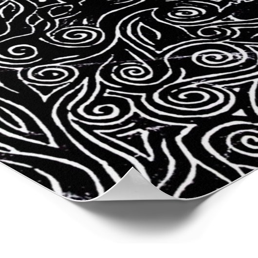 Abstracte zwarte en witte spiraaltjes en ogen poster (Hoek)
