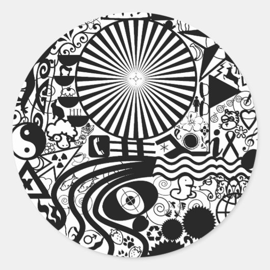 Abstracte zwarte en witte stickers (Voorkant)