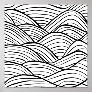 Abstracte zwarte en witte strepen poster