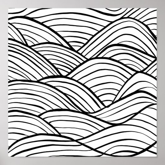 Abstracte zwarte en witte strepen poster (Voorkant)