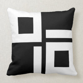 Abstracte zwarte en witte vierkantjes en stripes kussen