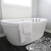 Abstracte zwarte en witte vloeibare marmer badmat