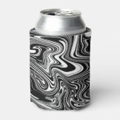 Abstracte zwarte en witte vloeibare marmer blikjeskoeler (Blikje Voorkant)