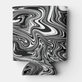 Abstracte zwarte en witte vloeibare marmer blikjeskoeler (Voorkant)