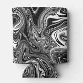 Abstracte zwarte en witte vloeibare marmer blikjeskoeler (Achterkant)