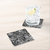 Abstracte zwarte en witte vloeibare marmer kartonnen onderzetters (Insitu)