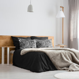 Abstracte zwarte en witte vloeibare marmer kussensloop