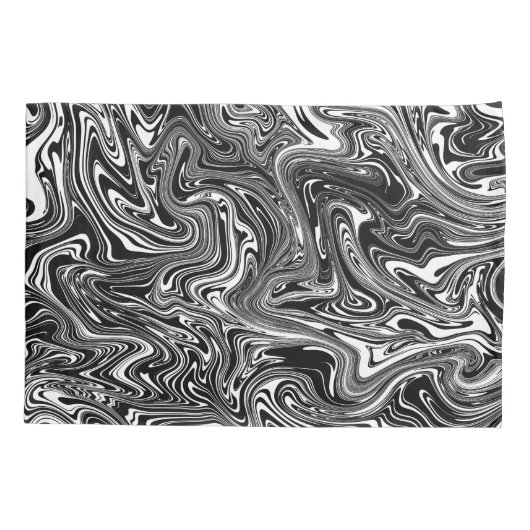 Abstracte zwarte en witte vloeibare marmer kussensloop (Achterkant)