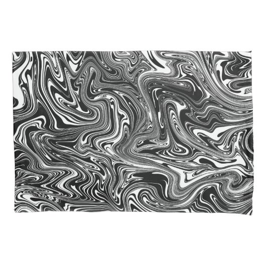 Abstracte zwarte en witte vloeibare marmer kussensloop (Voorkant)