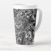 Abstracte zwarte en witte vloeibare marmer latte mok (Rechterhoek)