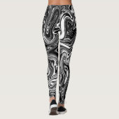 Abstracte zwarte en witte vloeibare marmer leggings (Achterkant)