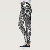 Abstracte zwarte en witte vloeibare marmer leggings (Links)