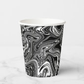 Abstracte zwarte en witte vloeibare marmer papieren bekers (Achterkant)