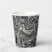 Abstracte zwarte en witte vloeibare marmer papieren bekers (Links)