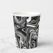 Abstracte zwarte en witte vloeibare marmer papieren bekers (Rechts)