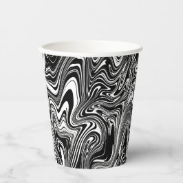 Abstracte zwarte en witte vloeibare marmer papieren bekers