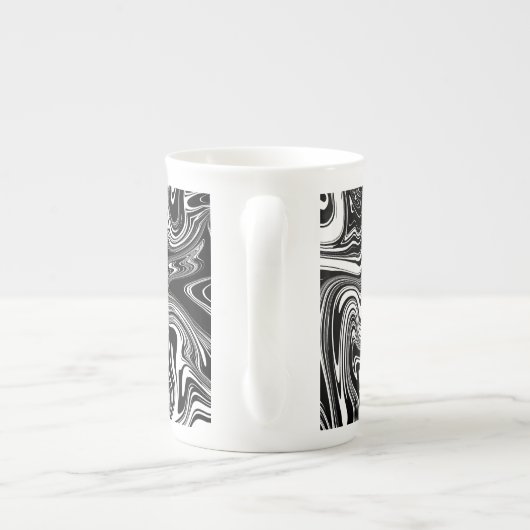 Abstracte zwarte en witte vloeibare marmer porselein kop (Achterkant)